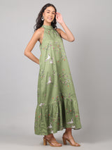 Birdsong Halter Maxi - Olive Bloom