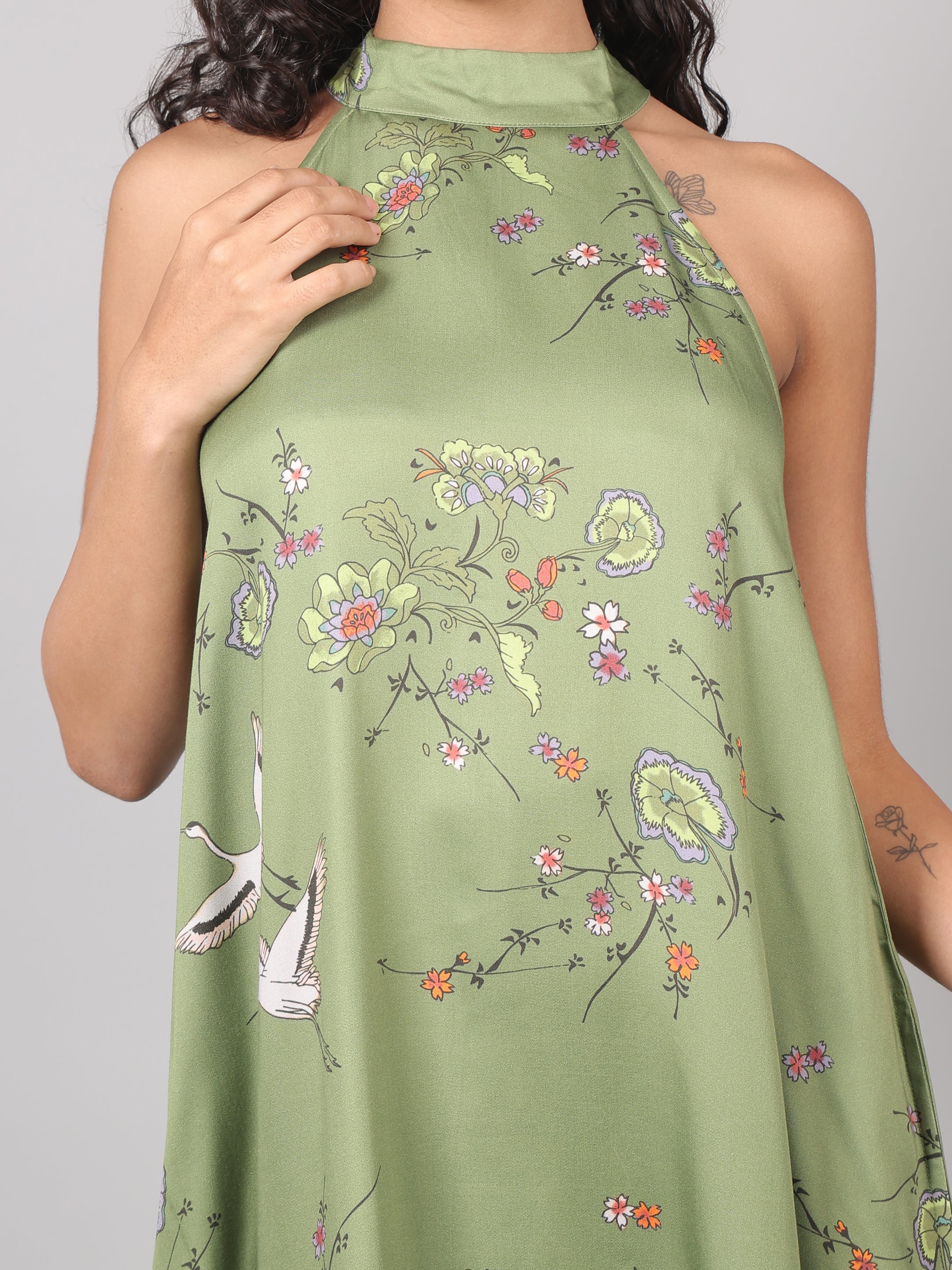 Birdsong Halter Maxi - Olive Bloom