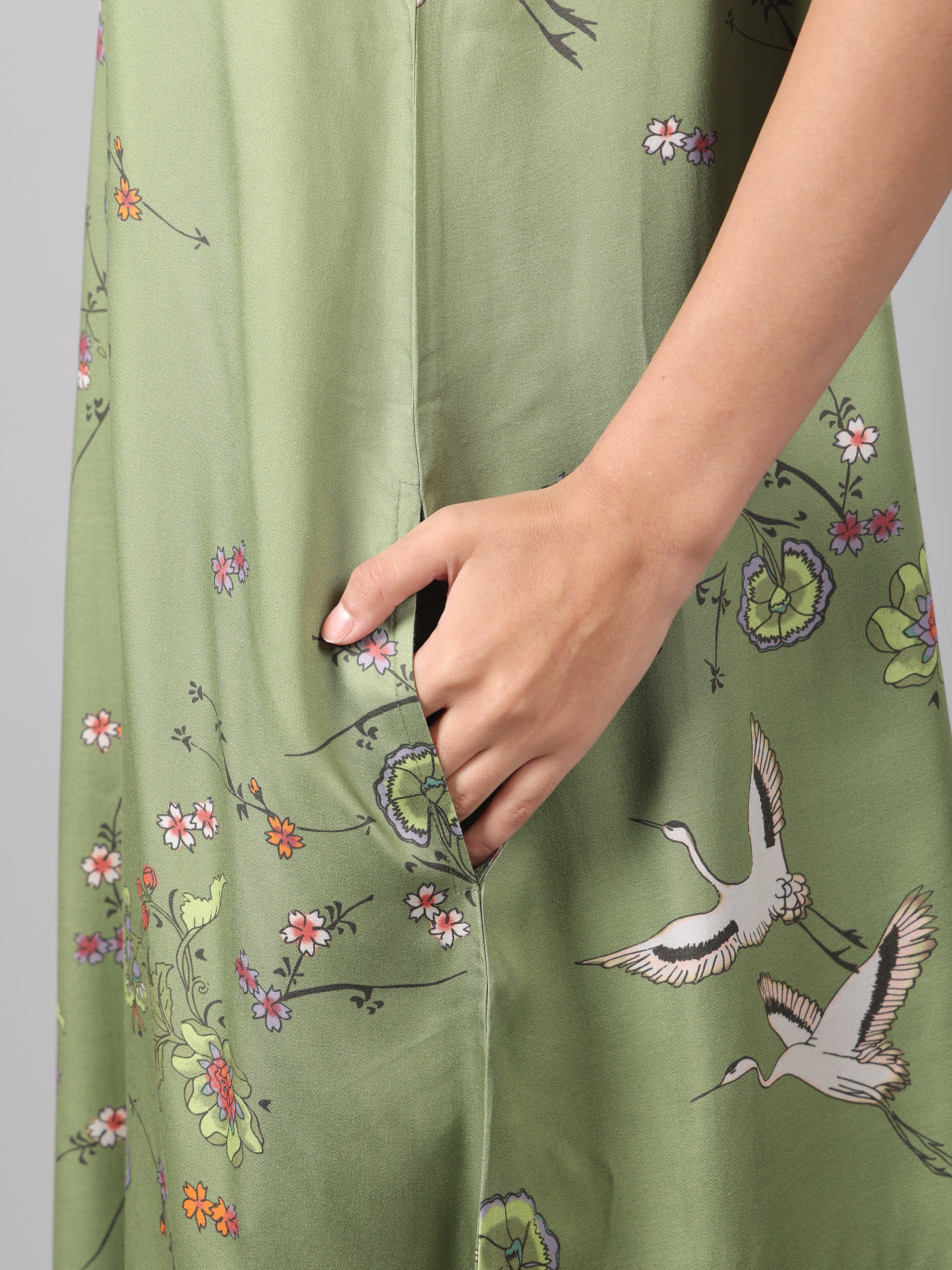 Birdsong Halter Maxi - Olive Bloom