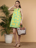 Floral Printed Summer Cotton Dress - Mint Bloom