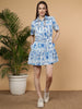 Blair Dress - Ocean Tile Blue on White