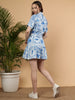 Blair Dress - Ocean Tile Blue on White