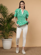 Daisy Days Smocked Peplum Top — Summer Green Viscose