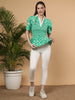 Floral Printed Summer Short Puff Sleeves Viscose Top