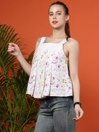Floral Printed Summery Casual Cotton & Linen Bloom Top