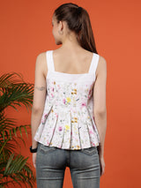 Floral Printed Summery Casual Cotton & Linen Bloom Top