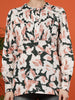 Floral Print Long Sleeves Cotton Willow Bloom Blouse - Coral