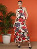 Floral Printed Halter Neck Maxi Viscose Dress Clothes