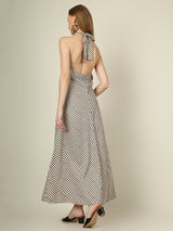 Monochrome Wave Halter Dress