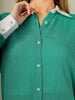 Contrast Collar Striped Button-Down Shirt