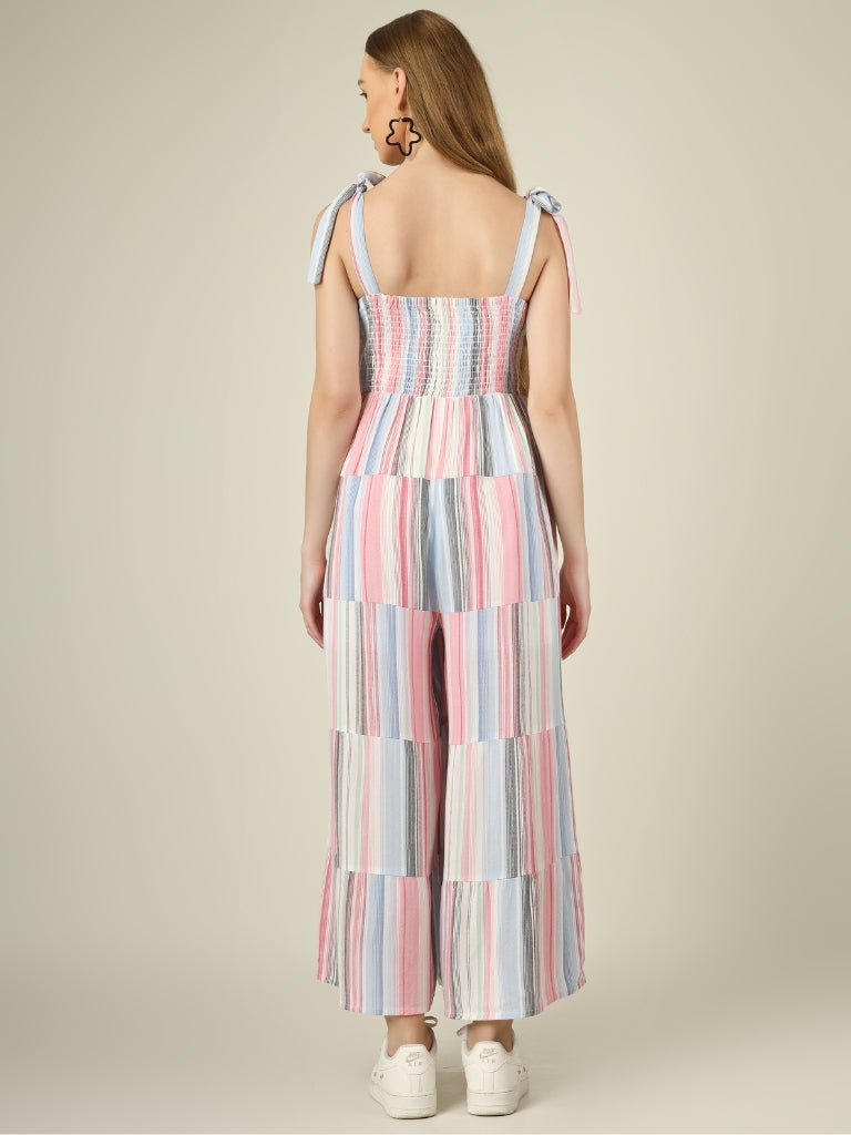Aurora Pastel stripe Jumpsuit - Queens Designs Pvt Ltd