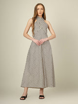 Monochrome Wave Halter Dress