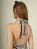 Monochrome Wave Halter Dress