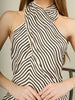 Monochrome Wave Halter Dress