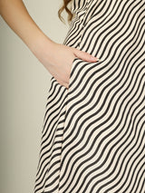 Monochrome Wave Halter Dress