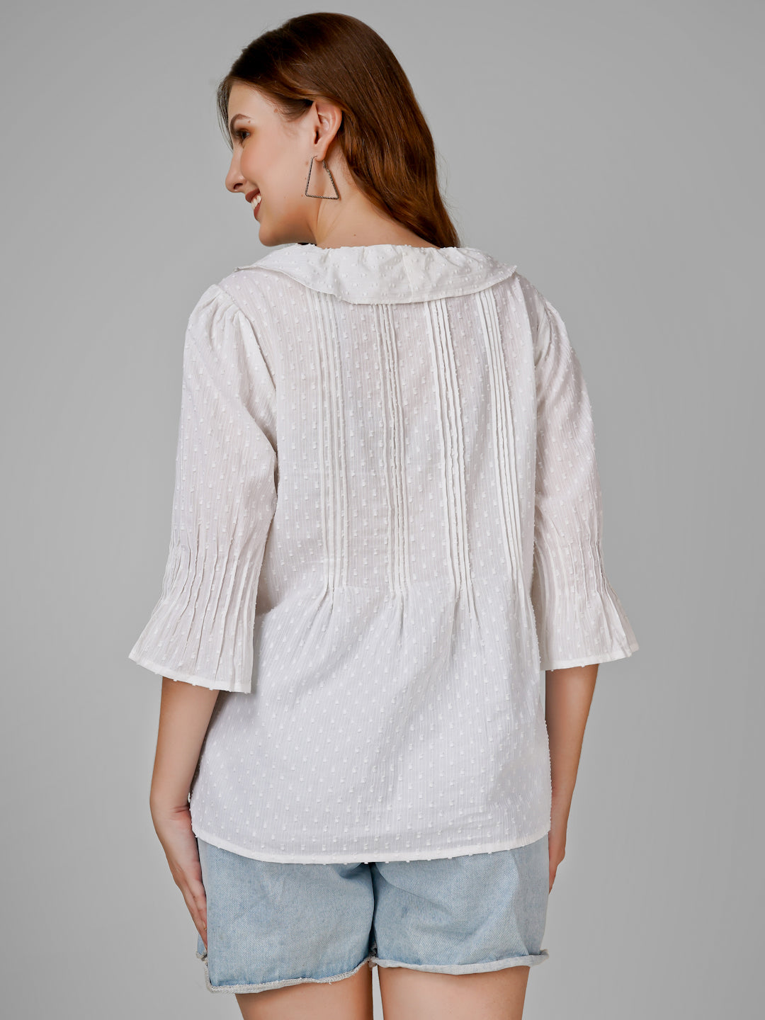 Ruffle Romance Cotton Blouse - Queens Designs Pvt Ltd