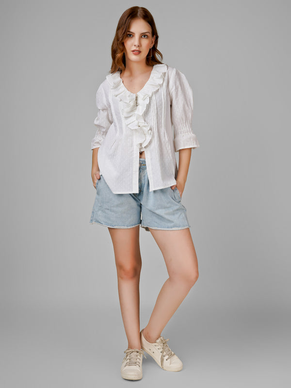 Ruffle Romance Cotton Blouse
