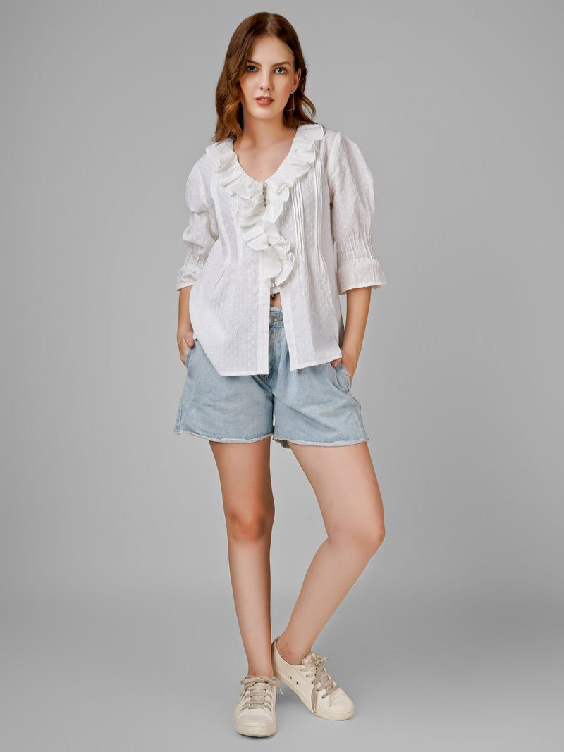 Ruffle Romance Cotton Blouse