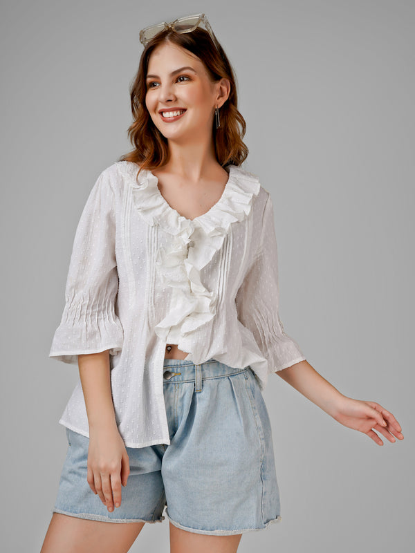 Ruffle Romance Cotton Blouse