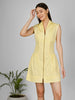 Sunlit Zip-Front Smocked Mini Dress
