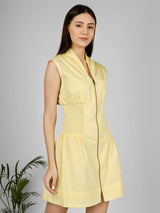 Sunlit Zip-Front Smocked Mini Dress