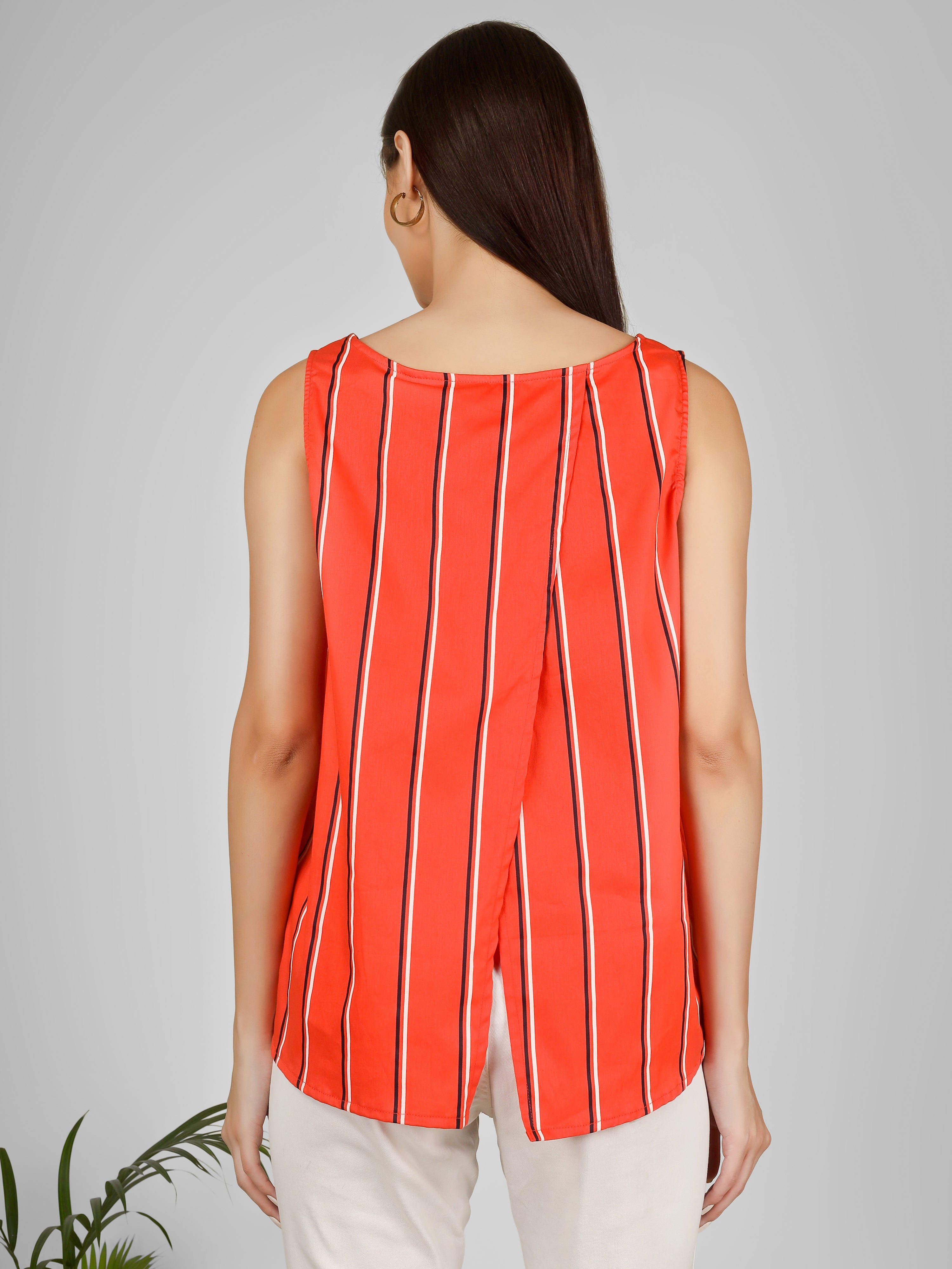 Sleeveless Orange Black Top