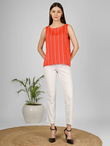 Sleeveless Orange Black Top