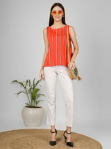Sleeveless Orange Black Top