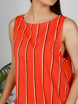 Sleeveless Orange Black Top