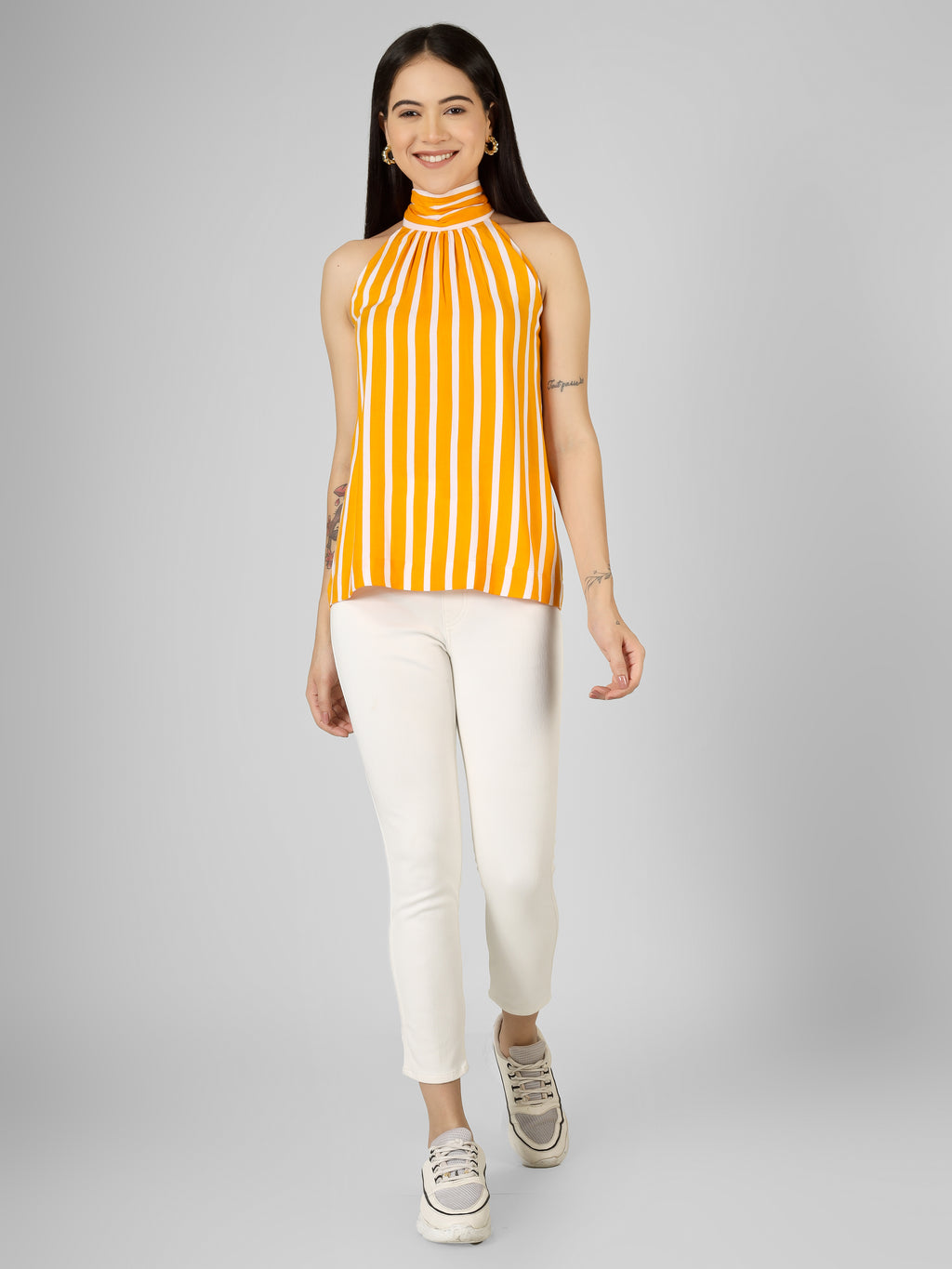 Sunburst Striped Halter Neck Top