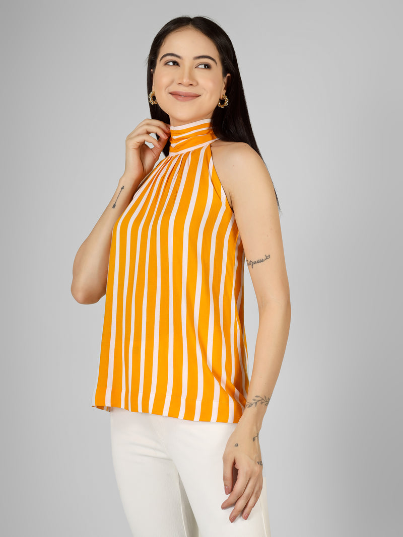 Sunburst Striped Halter Neck Top
