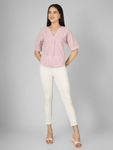Blush Striped V-Neck Top