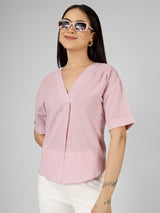 Blush Striped V-Neck Top