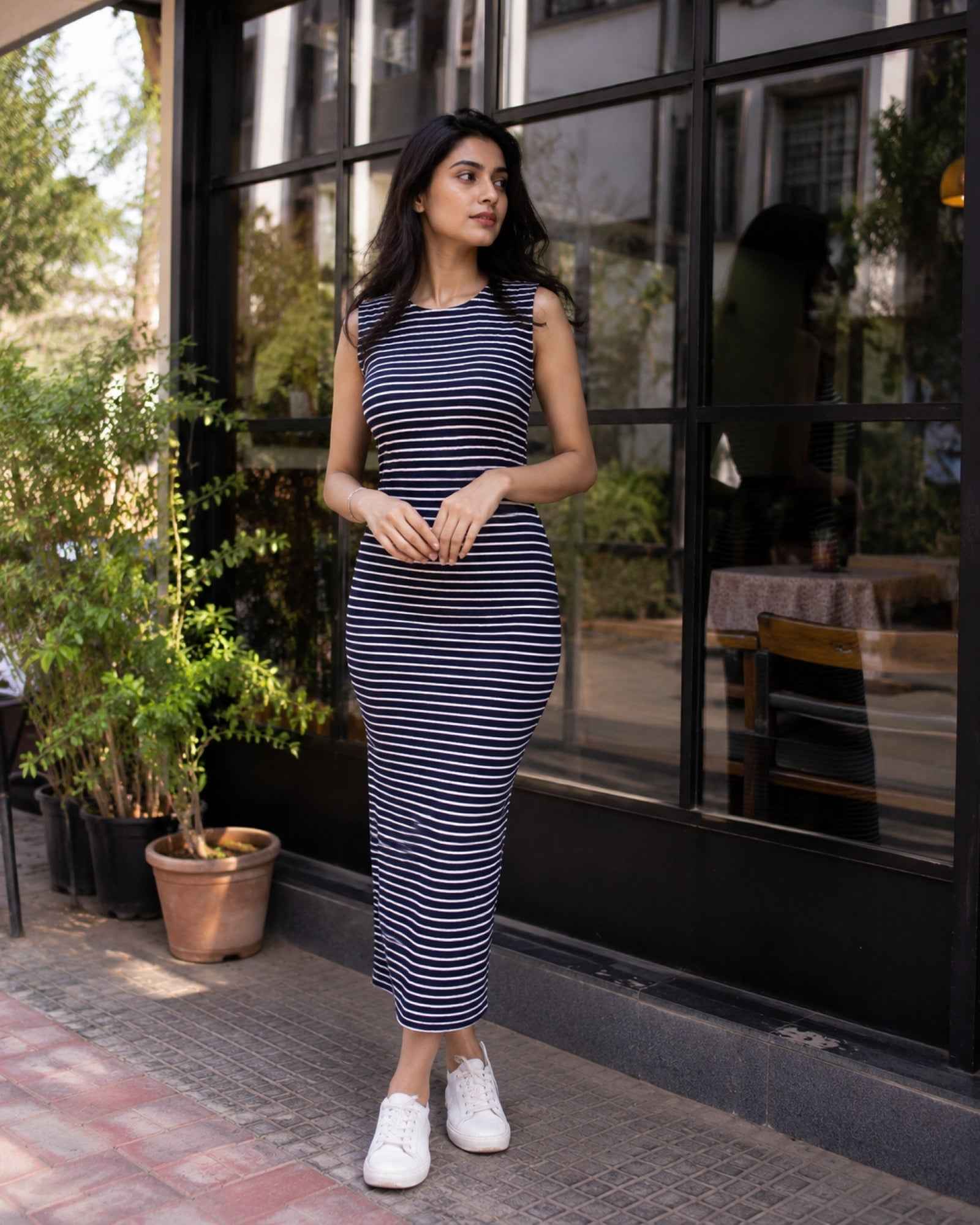Midnight Stripe Maxi Dress