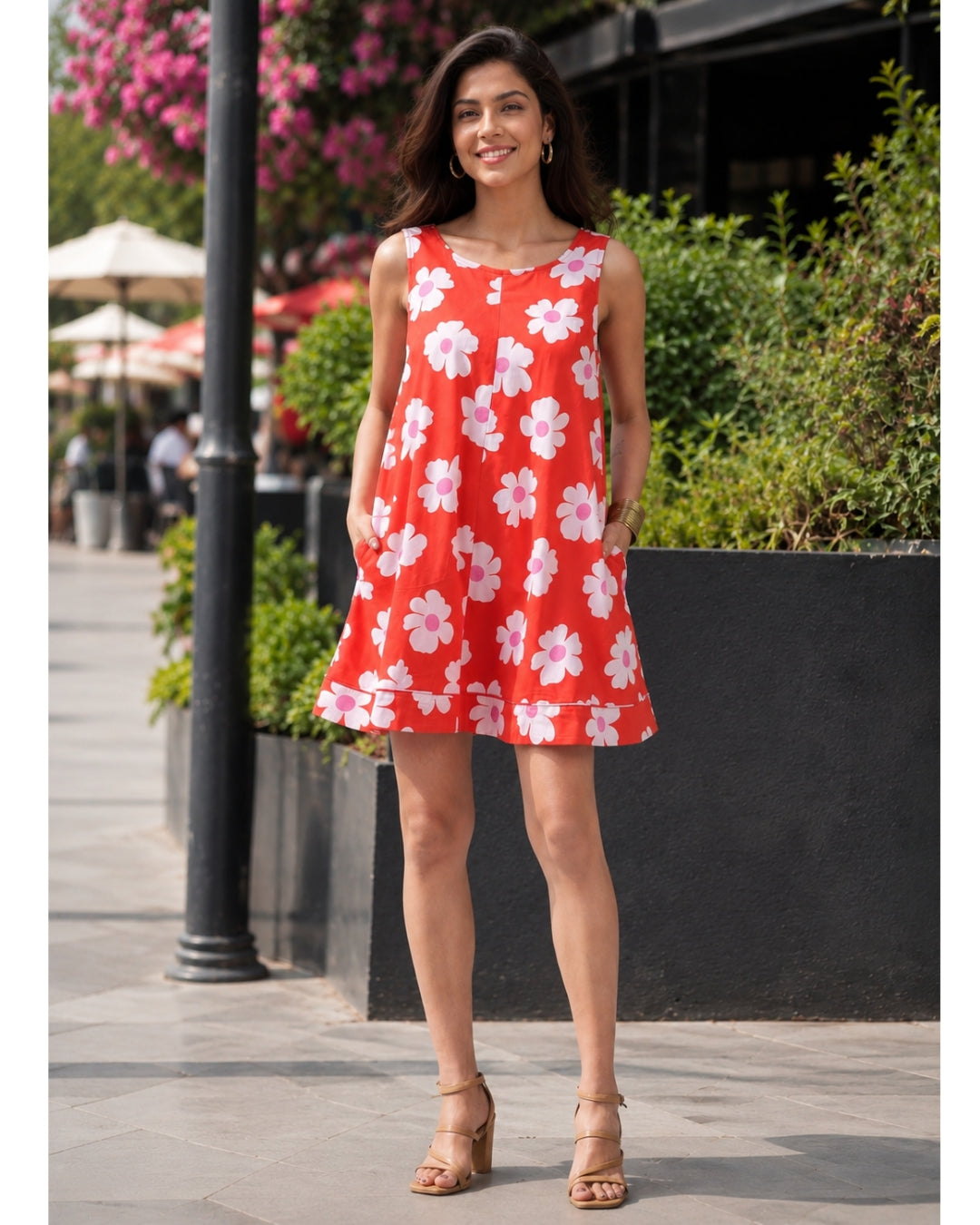 Flirty Floral Dress - Red Bloom