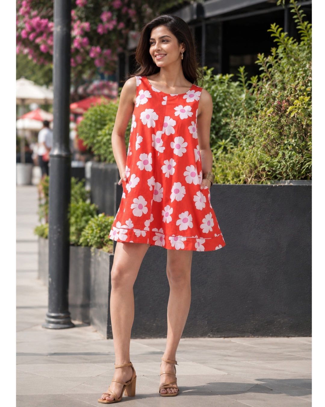 Flirty Floral Dress - Red Bloom
