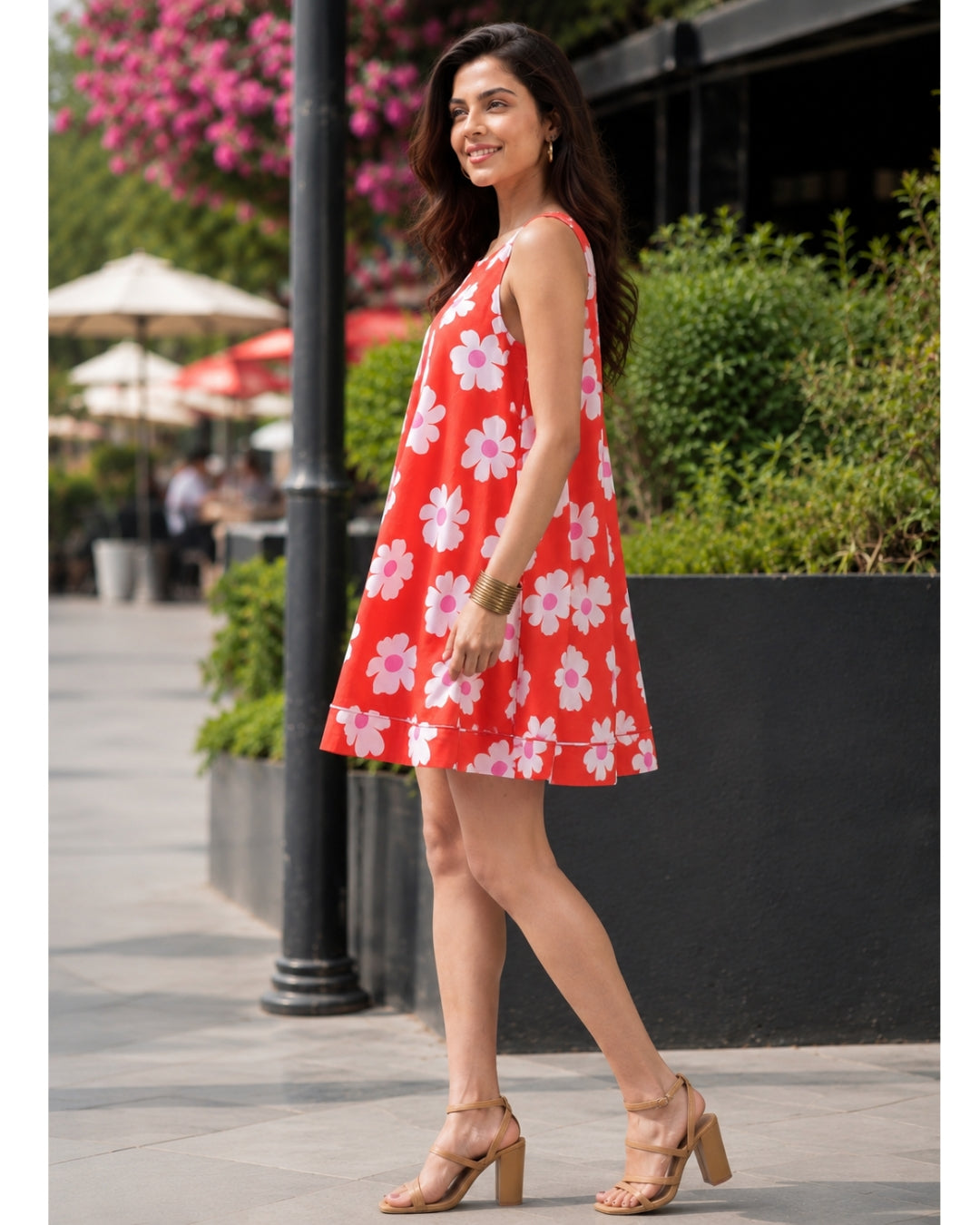 Flirty Floral Dress - Red Bloom