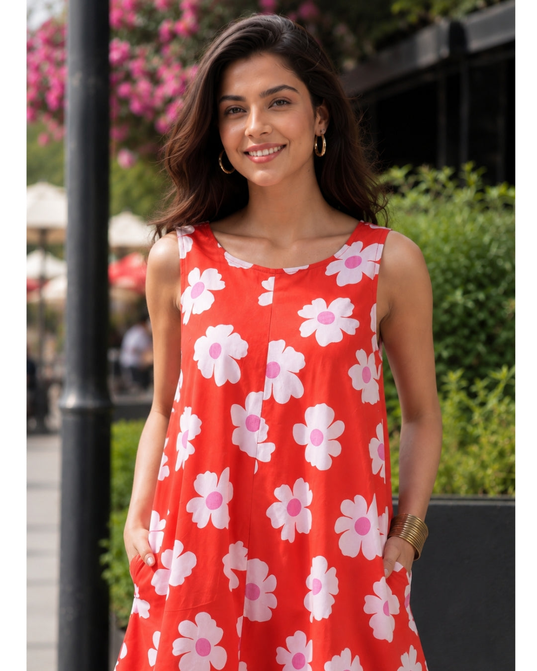Flirty Floral Dress - Red Bloom