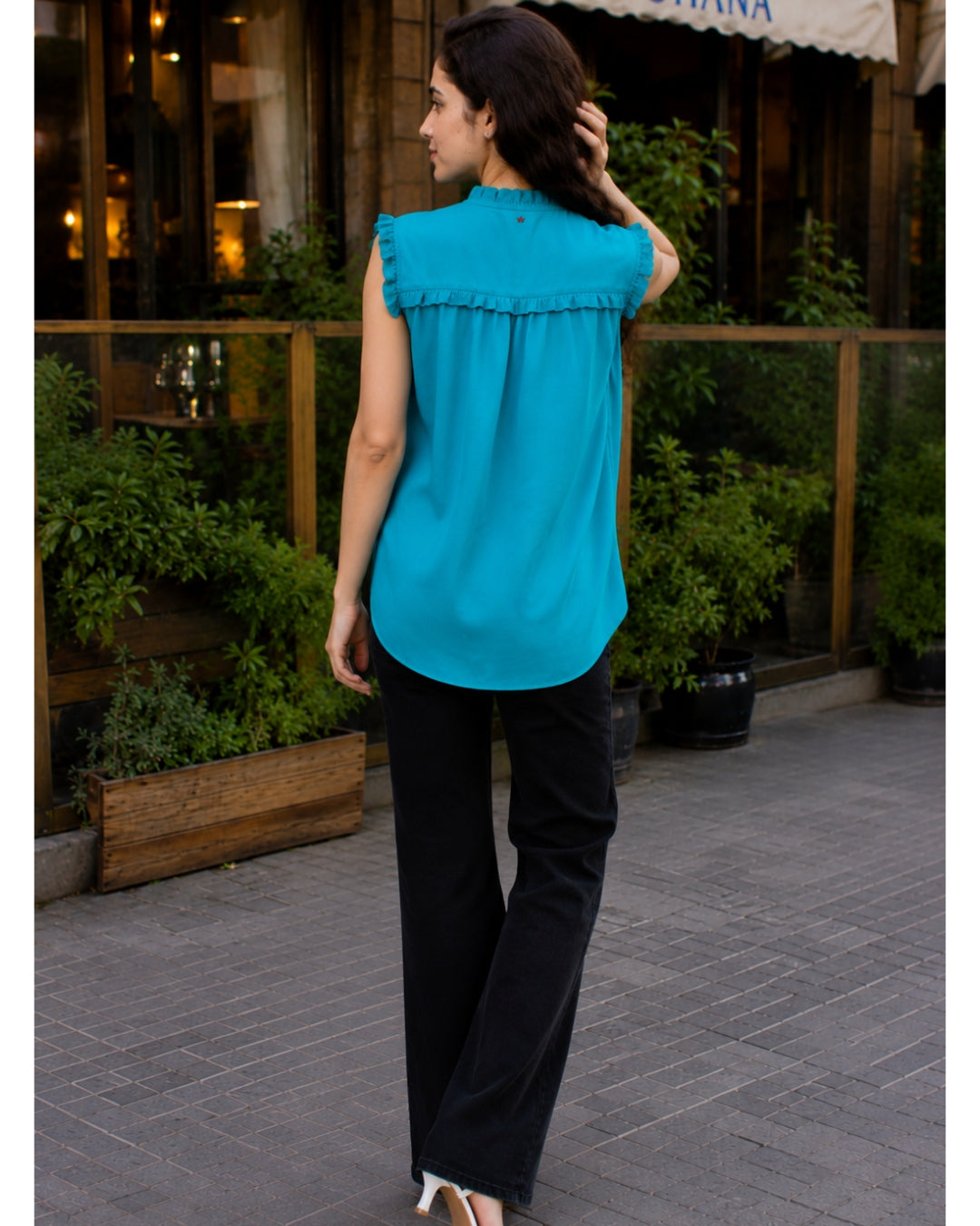 Latticework Top Turquoise