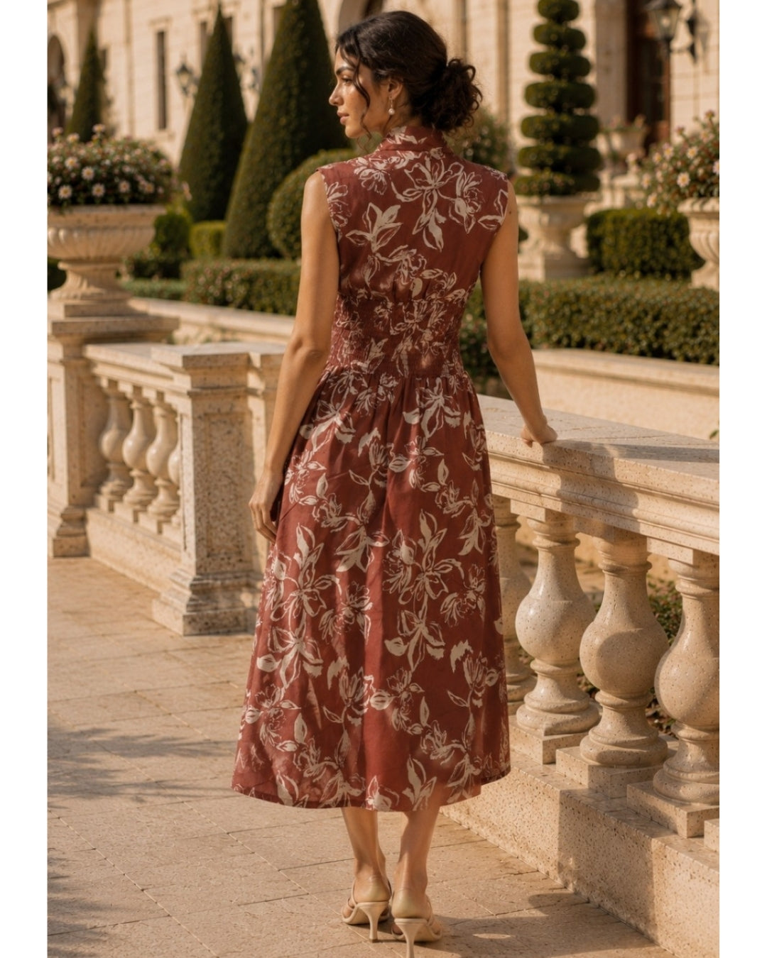 Serena Zippered Dress- Clay Blossom