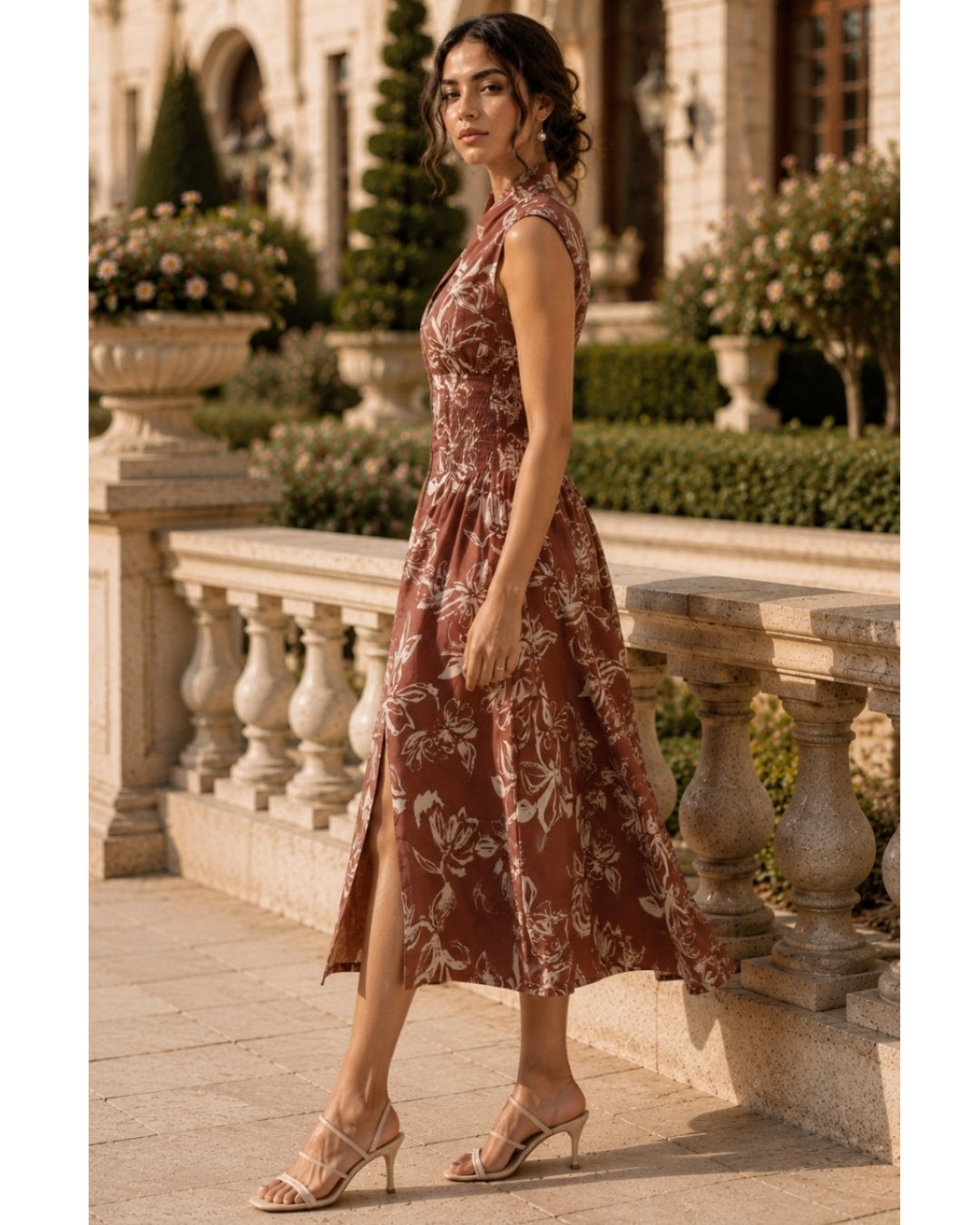 Serena Zippered Dress- Clay Blossom