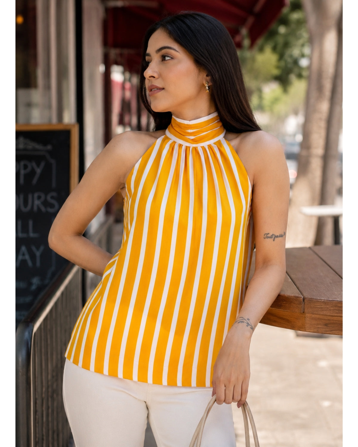 Sunburst Striped Halter Neck Top