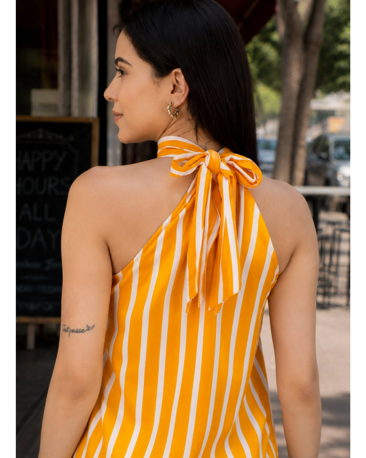 Sunburst Striped Halter Neck Top