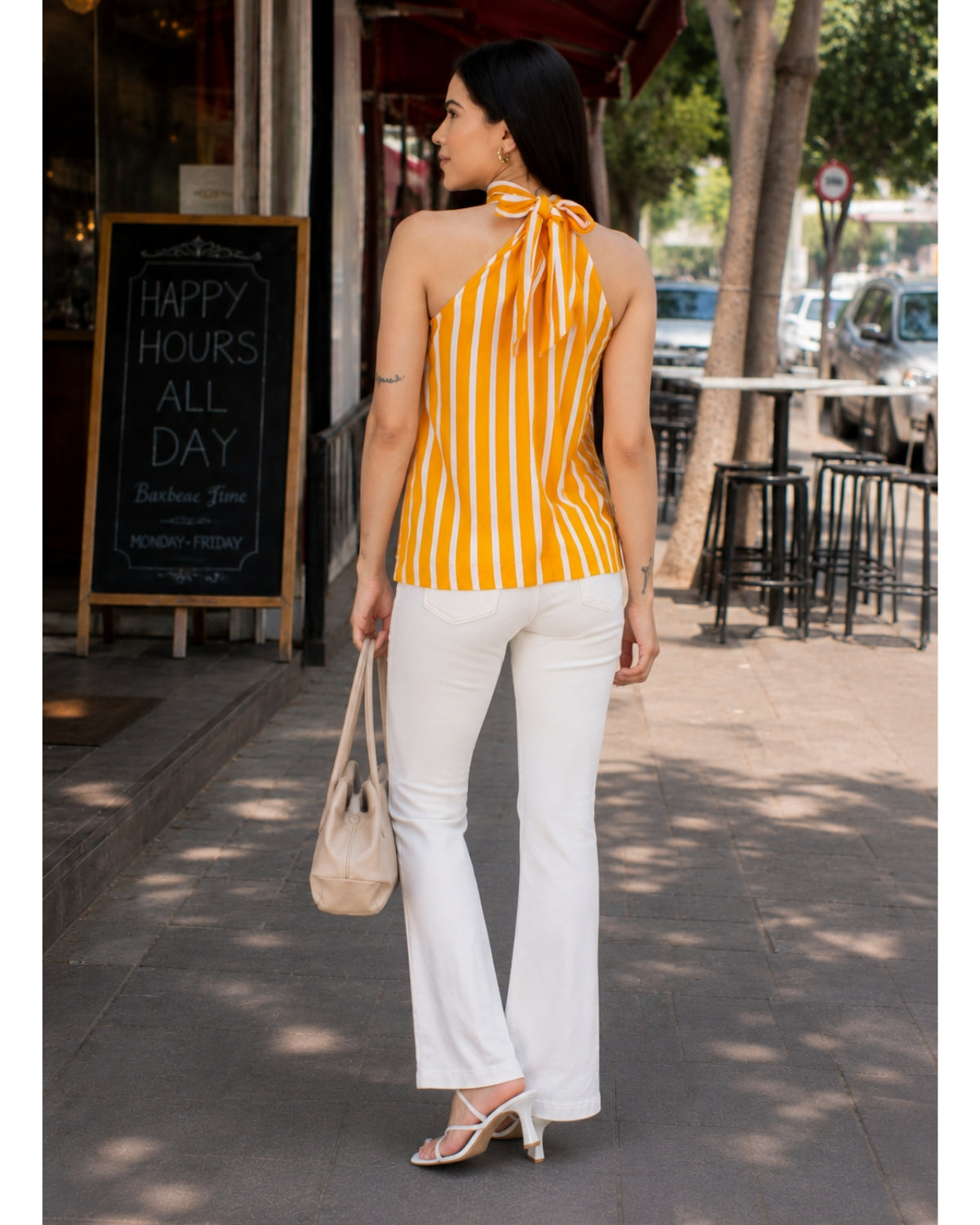 Sunburst Striped Halter Neck Top
