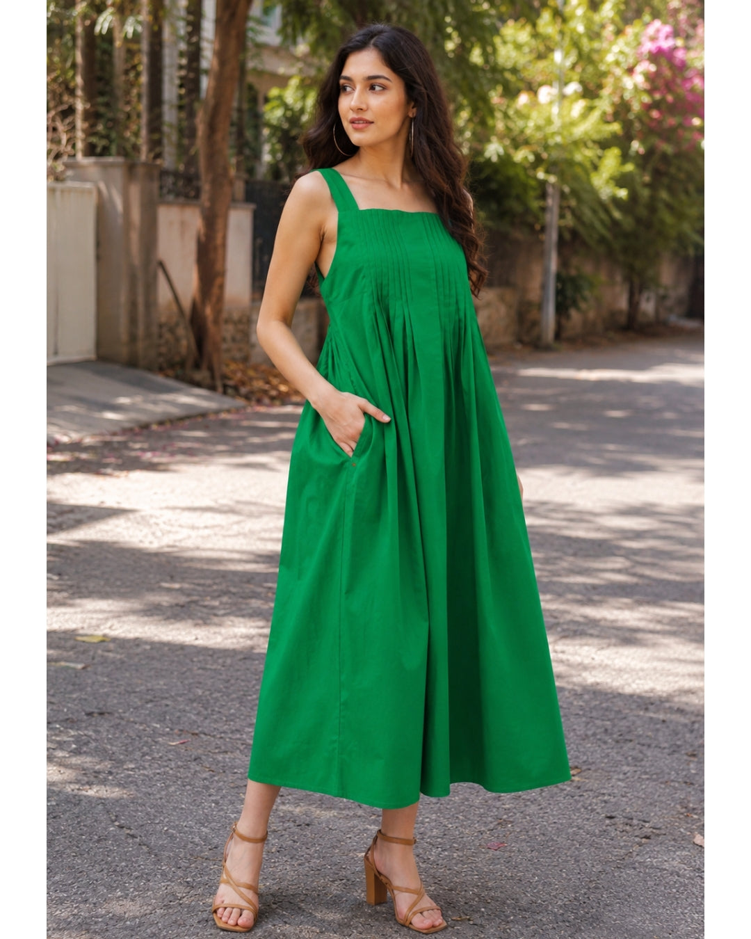 Green Spell Pleated Dress